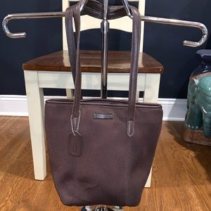 Vintage Coach North South Brown Microfiber Tote